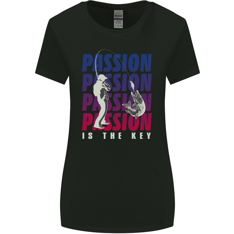 Fishing Passion Is the Key Fisherman Womens Wider Cut T-Shirt Black
