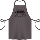Fishing Rod for My Wife Fisherman Funny Cotton Apron 100% Organic Dark Grey