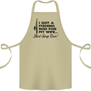Fishing Rod for My Wife Fisherman Funny Cotton Apron 100% Organic Khaki