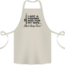 Fishing Rod for My Wife Fisherman Funny Cotton Apron 100% Organic Natural