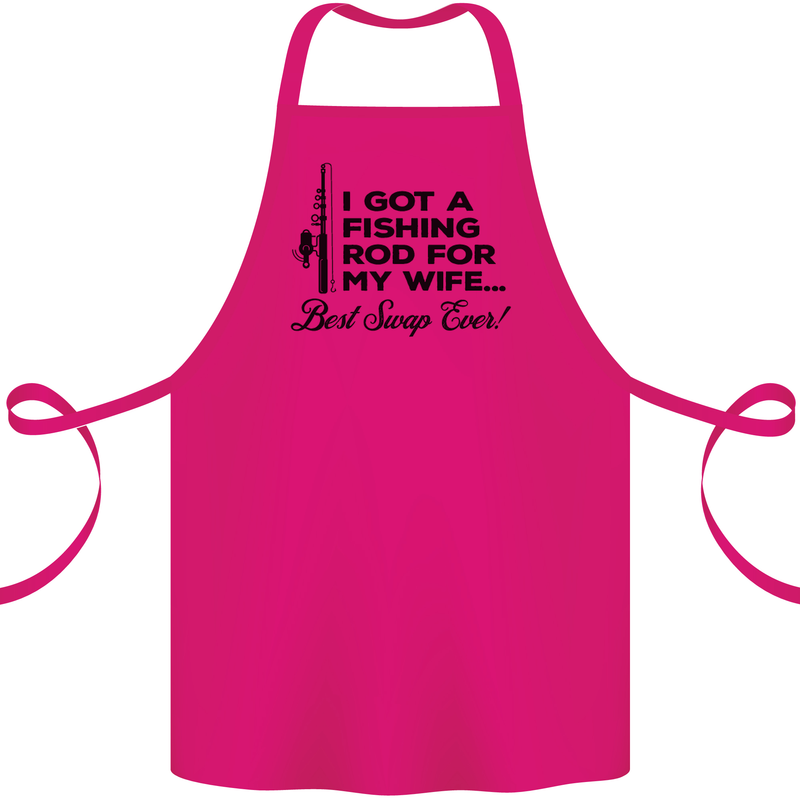 Fishing Rod for My Wife Fisherman Funny Cotton Apron 100% Organic Pink