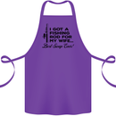 Fishing Rod for My Wife Fisherman Funny Cotton Apron 100% Organic Purple