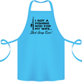 Fishing Rod for My Wife Fisherman Funny Cotton Apron 100% Organic Turquoise