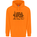 Fishing Rod for My Wife Fisherman Funny Mens 80% Cotton Hoodie Orange