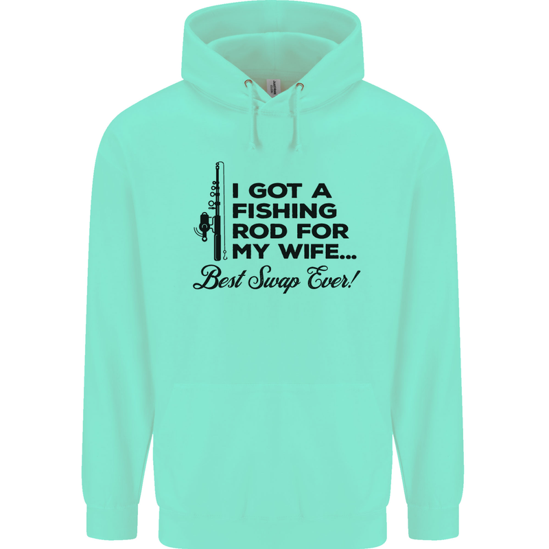 Fishing Rod for My Wife Fisherman Funny Mens 80% Cotton Hoodie Peppermint