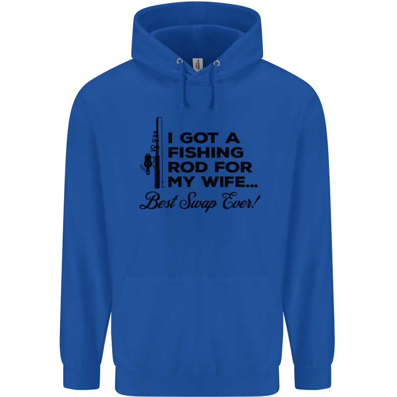 Fishing Rod for My Wife Fisherman Funny Mens 80% Cotton Hoodie Royal Blue
