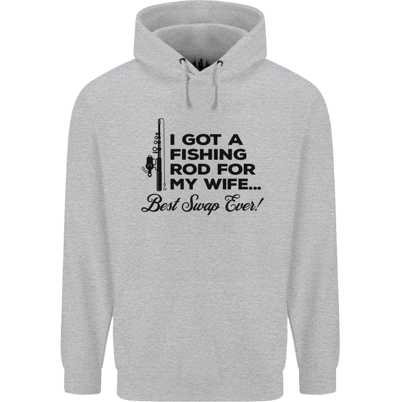 Fishing Rod for My Wife Fisherman Funny Mens 80% Cotton Hoodie Sports Grey