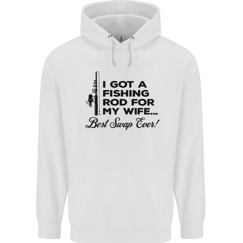 Fishing Rod for My Wife Fisherman Funny Mens 80% Cotton Hoodie White