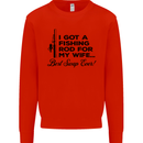 Fishing Rod for My Wife Fisherman Funny Mens Sweatshirt Jumper Bright Red