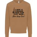 Fishing Rod for My Wife Fisherman Funny Mens Sweatshirt Jumper Caramel Latte