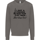 Fishing Rod for My Wife Fisherman Funny Mens Sweatshirt Jumper Charcoal