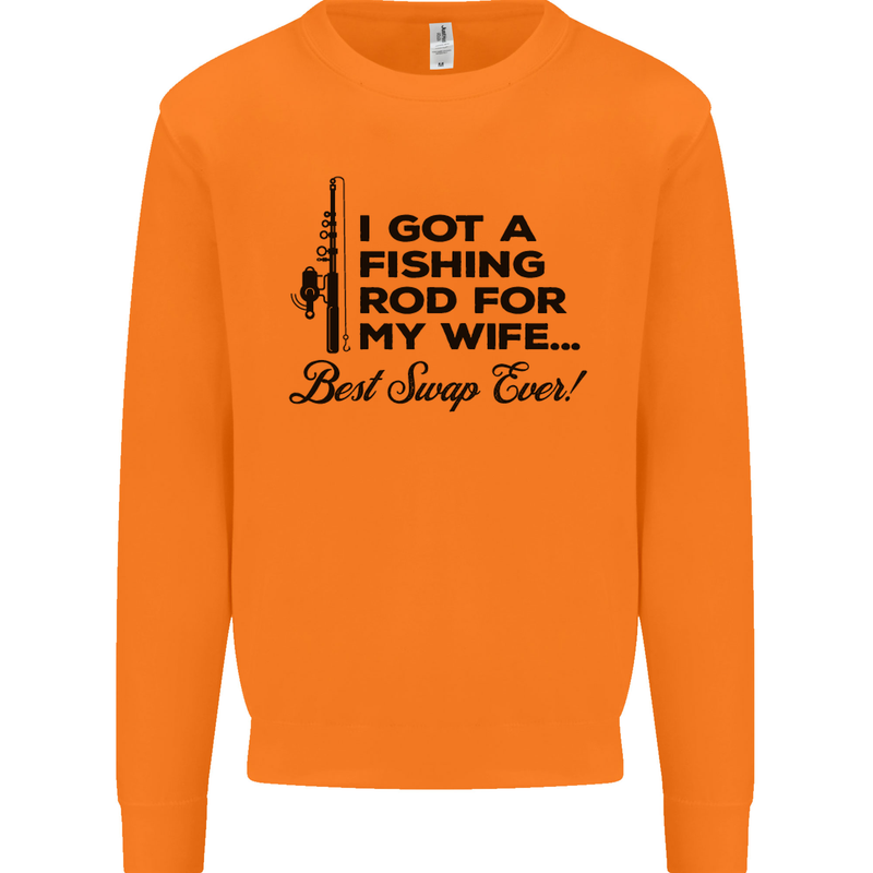Fishing Rod for My Wife Fisherman Funny Mens Sweatshirt Jumper Orange