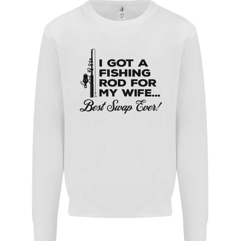 Fishing Rod for My Wife Fisherman Funny Mens Sweatshirt Jumper White