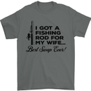 Fishing Rod for My Wife Fisherman Funny Mens T-Shirt Cotton Gildan Charcoal