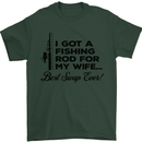 Fishing Rod for My Wife Fisherman Funny Mens T-Shirt Cotton Gildan Forest Green