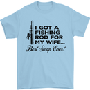 Fishing Rod for My Wife Fisherman Funny Mens T-Shirt Cotton Gildan Light Blue
