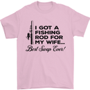 Fishing Rod for My Wife Fisherman Funny Mens T-Shirt Cotton Gildan Light Pink