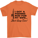 Fishing Rod for My Wife Fisherman Funny Mens T-Shirt Cotton Gildan Orange