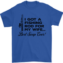 Fishing Rod for My Wife Fisherman Funny Mens T-Shirt Cotton Gildan Royal Blue