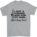 Fishing Rod for My Wife Fisherman Funny Mens T-Shirt Cotton Gildan Sports Grey