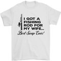 Fishing Rod for My Wife Fisherman Funny Mens T-Shirt Cotton Gildan White