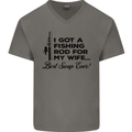 Fishing Rod for My Wife Fisherman Funny Mens V-Neck Cotton T-Shirt Charcoal