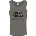 Fishing Rod for My Wife Fisherman Funny Mens Vest Tank Top Charcoal