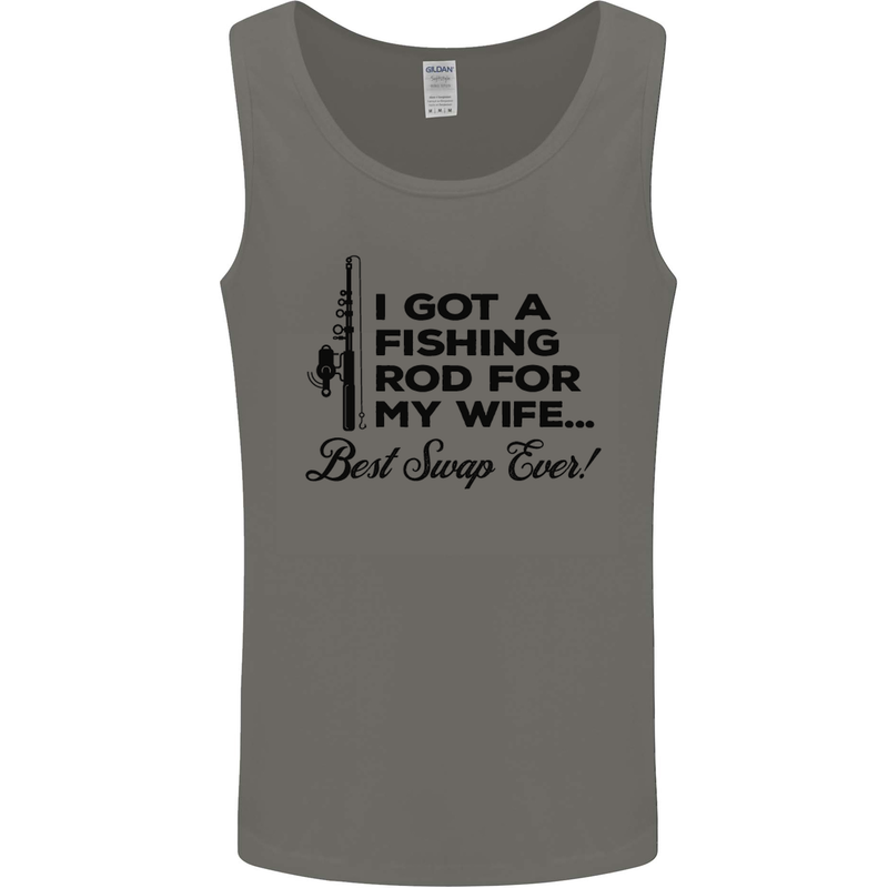 Fishing Rod for My Wife Fisherman Funny Mens Vest Tank Top Charcoal