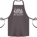 Fishing Rod for My Wife Funny Fisherman Cotton Apron 100% Organic Dark Grey