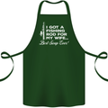 Fishing Rod for My Wife Funny Fisherman Cotton Apron 100% Organic Forest Green