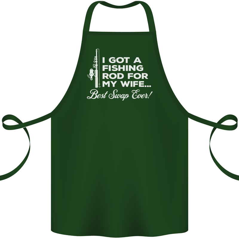 Fishing Rod for My Wife Funny Fisherman Cotton Apron 100% Organic Forest Green