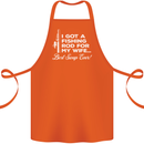 Fishing Rod for My Wife Funny Fisherman Cotton Apron 100% Organic Orange