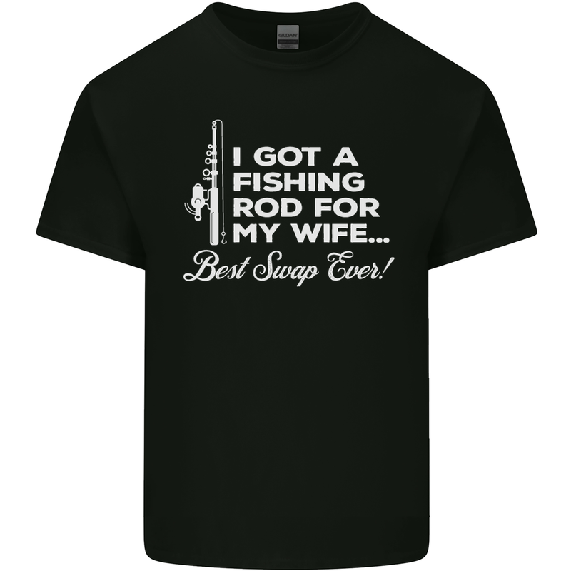 Fishing Rod for My Wife Funny Fisherman Mens Cotton T-Shirt Tee Top Black