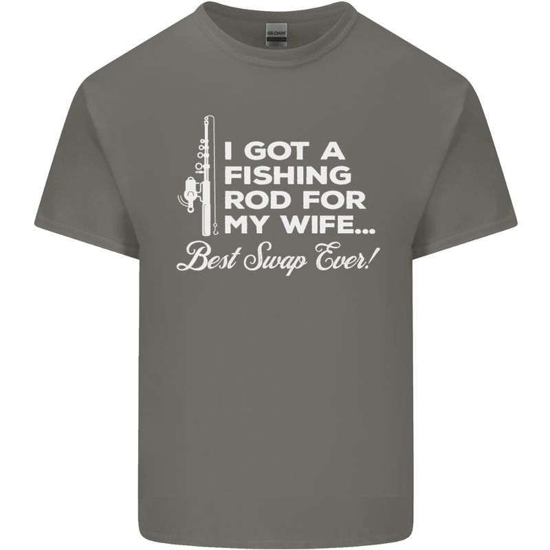 Fishing Rod for My Wife Funny Fisherman Mens Cotton T-Shirt Tee Top Charcoal