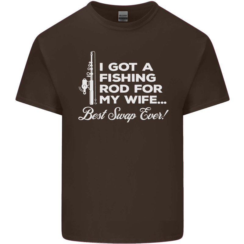 Fishing Rod for My Wife Funny Fisherman Mens Cotton T-Shirt Tee Top Dark Chocolate