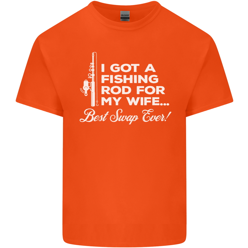 Fishing Rod for My Wife Funny Fisherman Mens Cotton T-Shirt Tee Top Orange