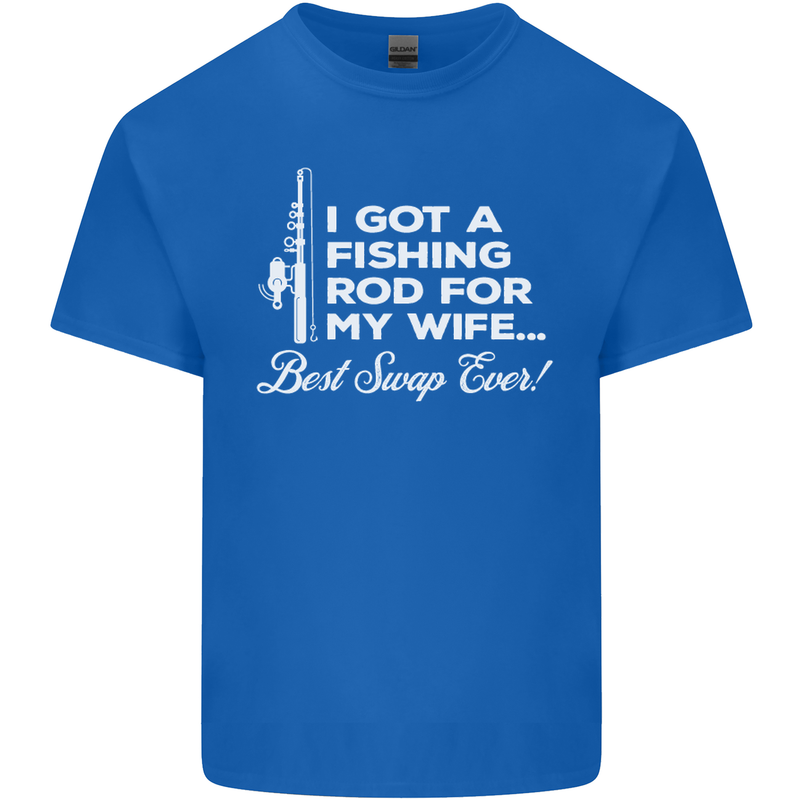 Fishing Rod for My Wife Funny Fisherman Mens Cotton T-Shirt Tee Top Royal Blue
