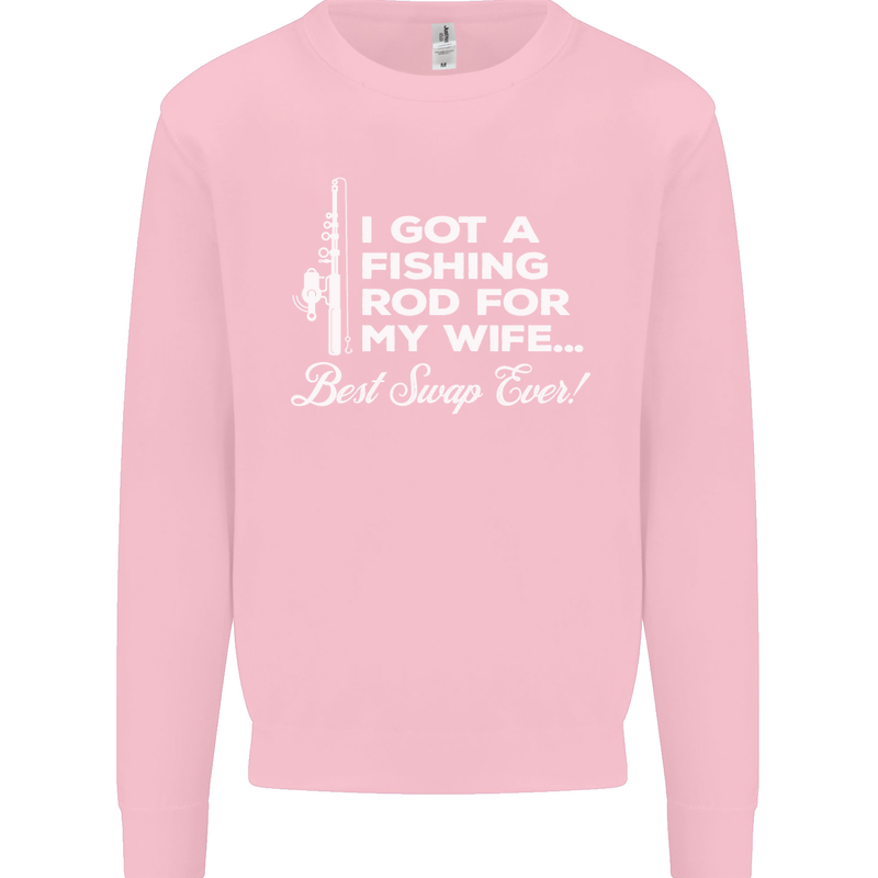 Fishing Rod for My Wife Funny Fisherman Mens Sweatshirt Jumper Light Pink