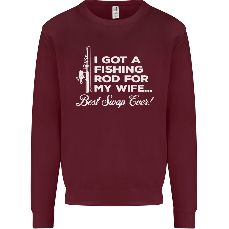 Fishing Rod for My Wife Funny Fisherman Mens Sweatshirt Jumper Maroon