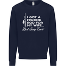 Fishing Rod for My Wife Funny Fisherman Mens Sweatshirt Jumper Navy Blue