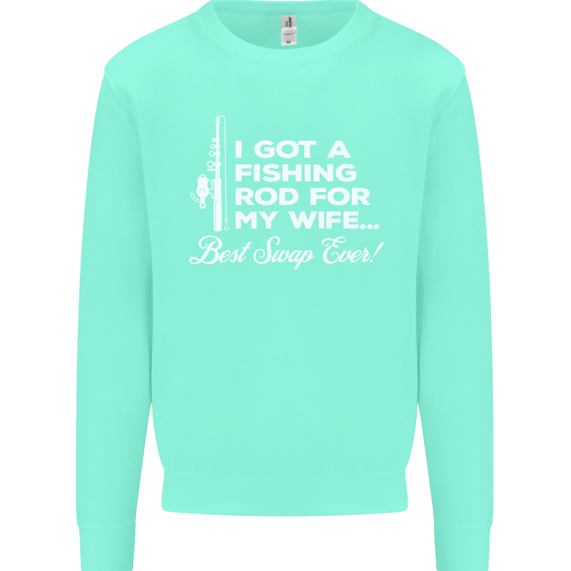 Fishing Rod for My Wife Funny Fisherman Mens Sweatshirt Jumper Peppermint