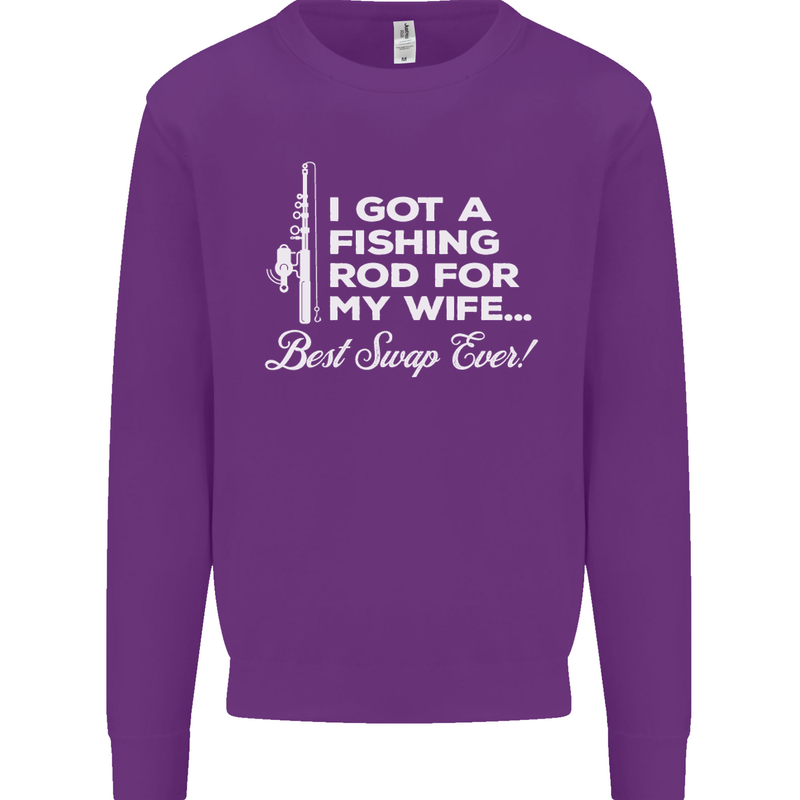 Fishing Rod for My Wife Funny Fisherman Mens Sweatshirt Jumper Purple