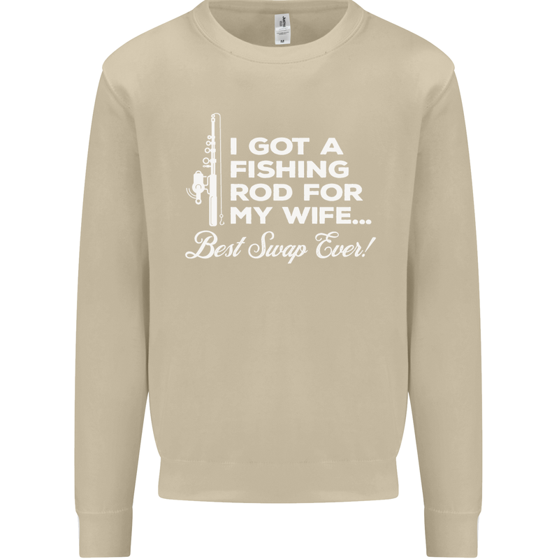Fishing Rod for My Wife Funny Fisherman Mens Sweatshirt Jumper Sand