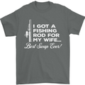 Fishing Rod for My Wife Funny Fisherman Mens T-Shirt Cotton Gildan Charcoal
