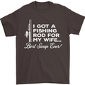 Fishing Rod for My Wife Funny Fisherman Mens T-Shirt Cotton Gildan Dark Chocolate