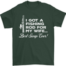 Fishing Rod for My Wife Funny Fisherman Mens T-Shirt Cotton Gildan Forest Green