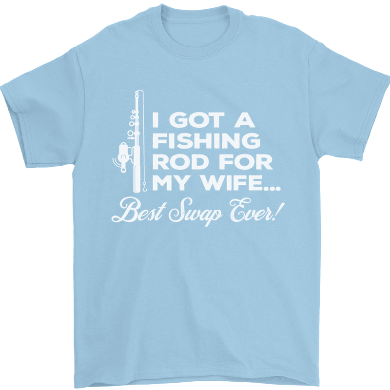 Fishing Rod for My Wife Funny Fisherman Mens T-Shirt Cotton Gildan Light Blue