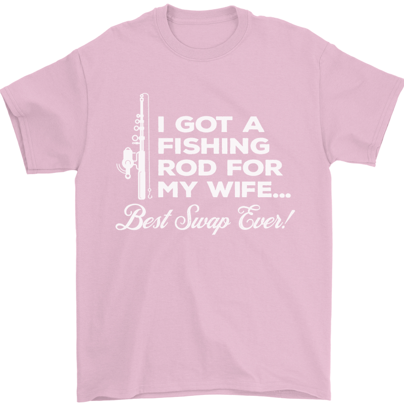 Fishing Rod for My Wife Funny Fisherman Mens T-Shirt Cotton Gildan Light Pink
