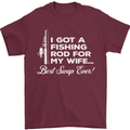 Fishing Rod for My Wife Funny Fisherman Mens T-Shirt Cotton Gildan Maroon