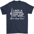 Fishing Rod for My Wife Funny Fisherman Mens T-Shirt Cotton Gildan Navy Blue